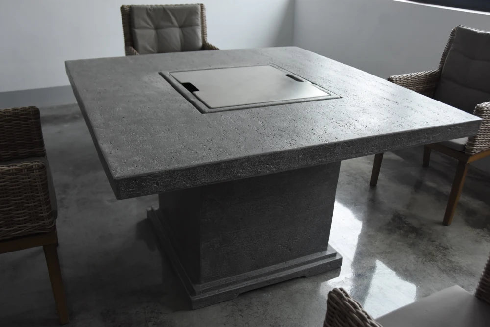 Elementi Birmingham Gas Fire Pit Dining Table | Light Grey