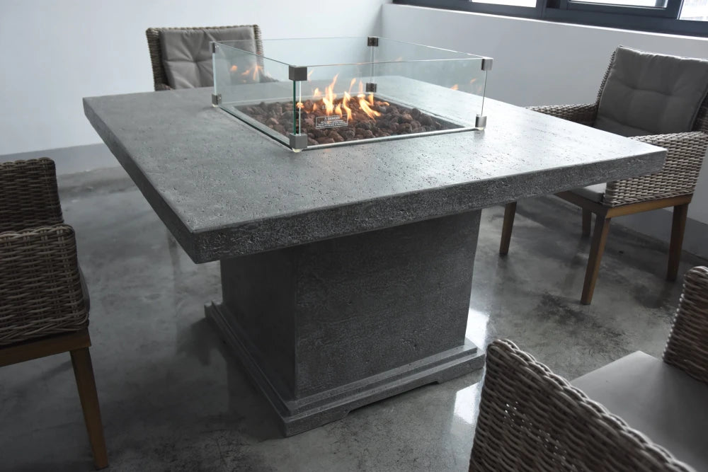 Elementi Birmingham Gas Fire Pit Dining Table | Light Grey