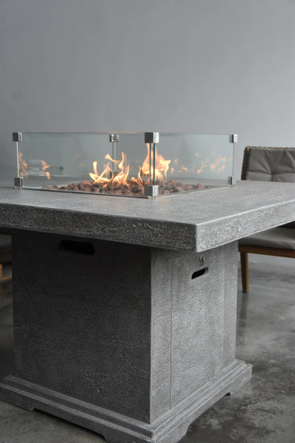 Elementi Birmingham Gas Fire Pit Dining Table | Light Grey