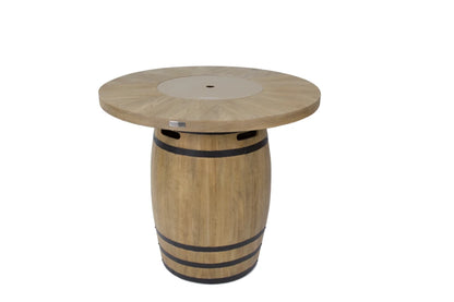 Elementi Lafite Barrel Gas Fire Pit Bar Table | Oak Barrel Design