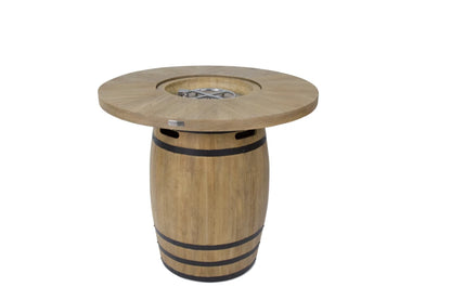 Elementi Lafite Barrel Gas Fire Pit Bar Table | Oak Barrel Design