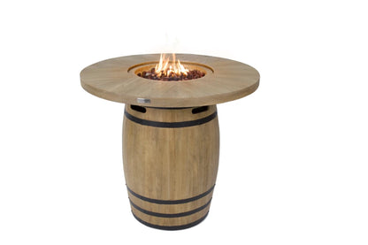 Elementi Lafite Barrel Gas Fire Pit Bar Table | Oak Barrel Design