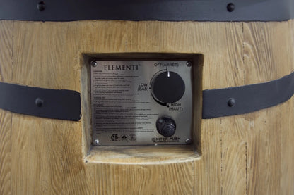 Elementi Lafite Barrel Gas Fire Pit Bar Table | Oak Barrel Design