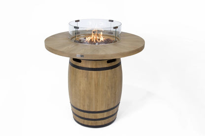 Elementi Lafite Barrel Gas Fire Pit Bar Table | Oak Barrel Design