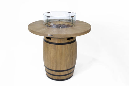 Elementi Lafite Barrel Gas Fire Pit Bar Table | Oak Barrel Design