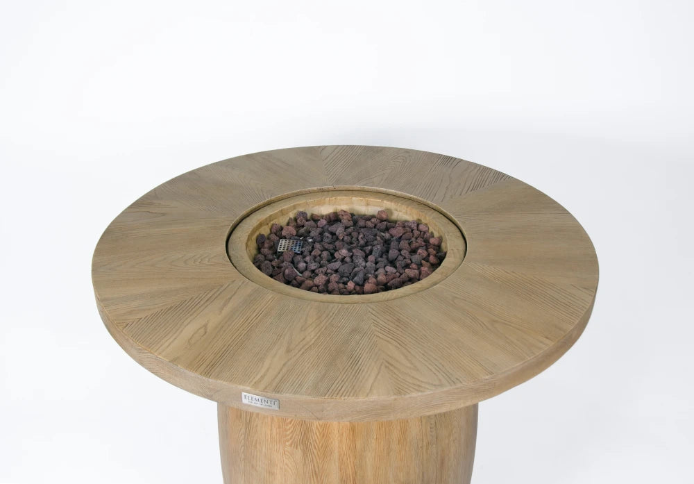 Elementi Lafite Barrel Gas Fire Pit Bar Table | Oak Barrel Design