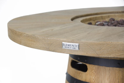 Elementi Lafite Barrel Gas Fire Pit Bar Table | Oak Barrel Design