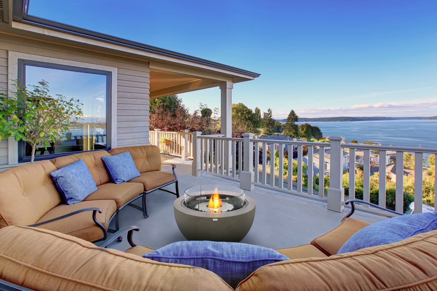 EcoSmart Fire Pod 30 Round Fire Bowl, 76cm, Concrete, Indoor and Outdoor, Bioethanol or Gas