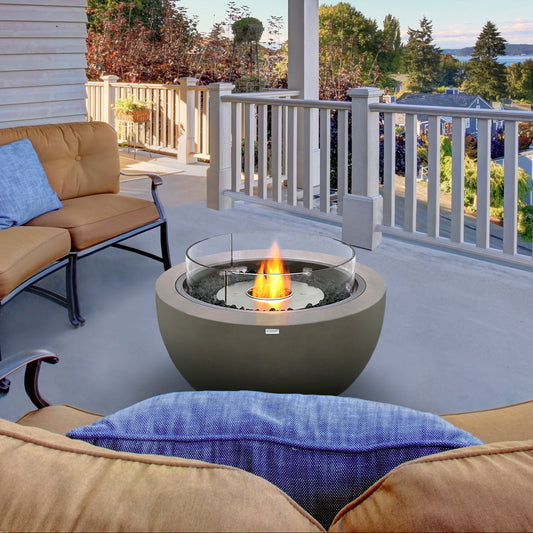 EcoSmart Fire Pod 30 Round Fire Bowl, 76cm, Concrete, Indoor and Outdoor, Bioethanol or Gas