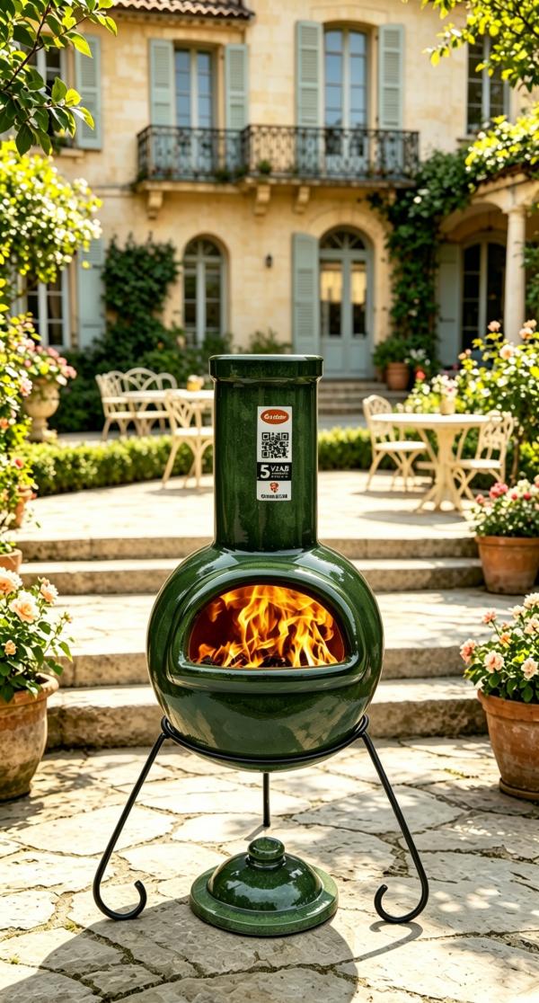 Gardeco Sempra Chimalin AFC Chimenea, Glazed Green