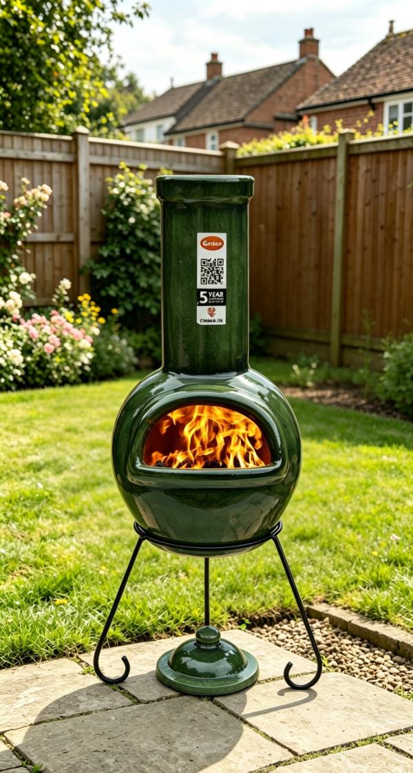 Gardeco Sempra Chimalin AFC Chimenea, Glazed Green