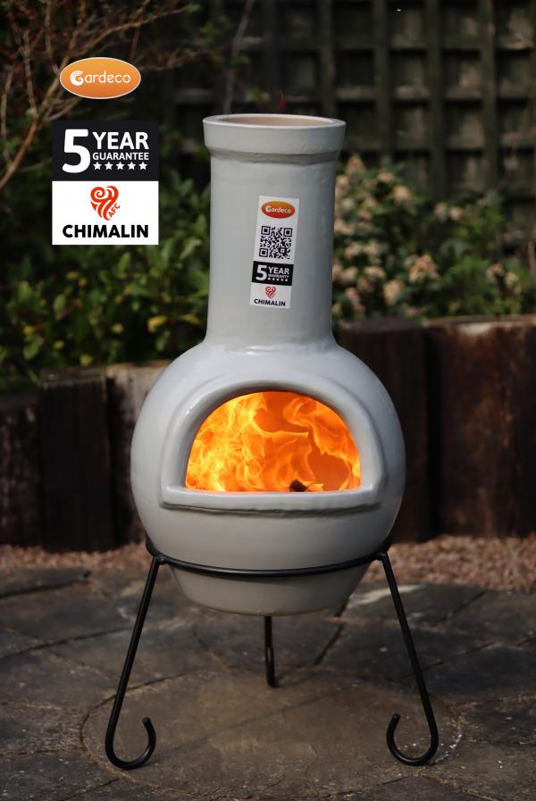 Gardeco Sempra Chimalin AFC Chimenea, Glazed Light Grey