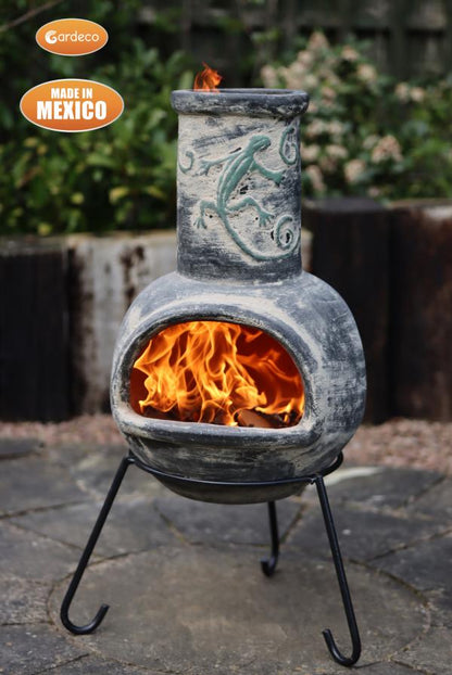 Gardeco Iguana Mexican Clay Chimenea, C20IGUA.73