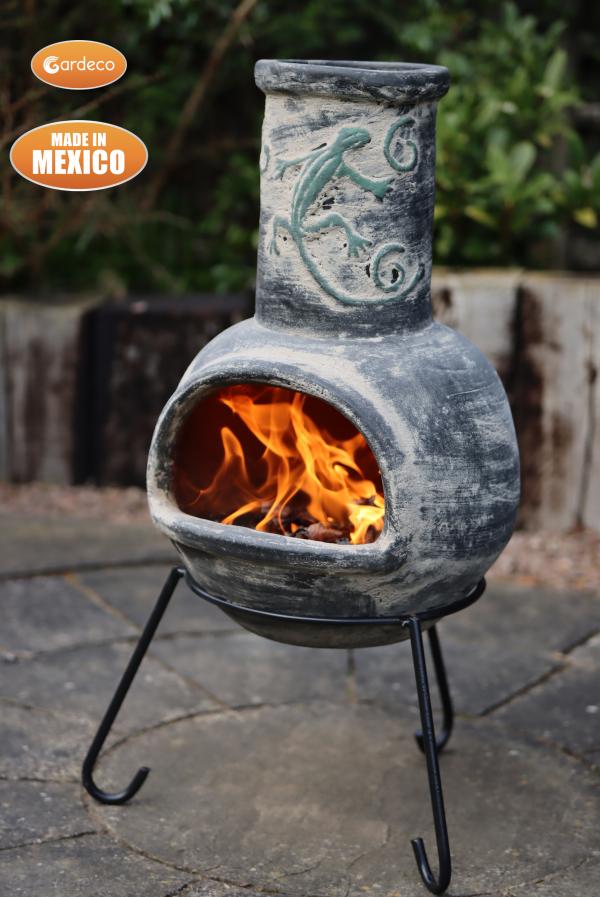 Gardeco Iguana Mexican Clay Chimenea, C20IGUA.73