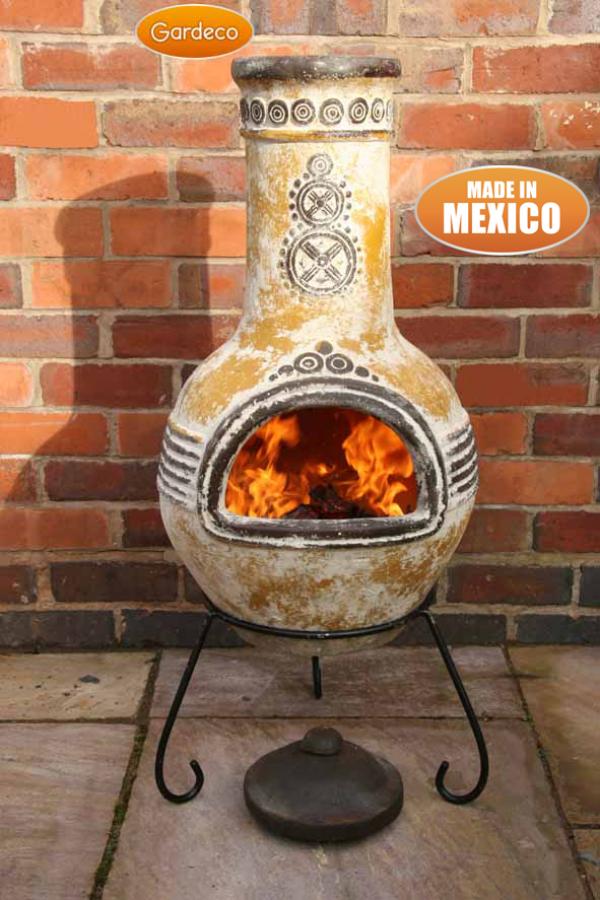 Gardeco Azteca Mexican Clay Chimenea Large (110cm) Yellow