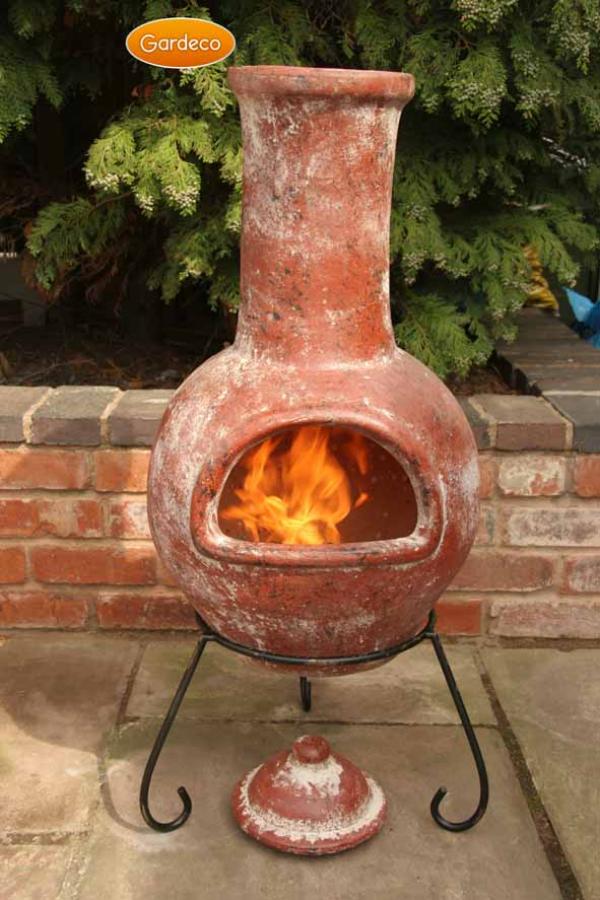 Gardeco Colima Mexican Clay Chimenea Large (110cm) Red
