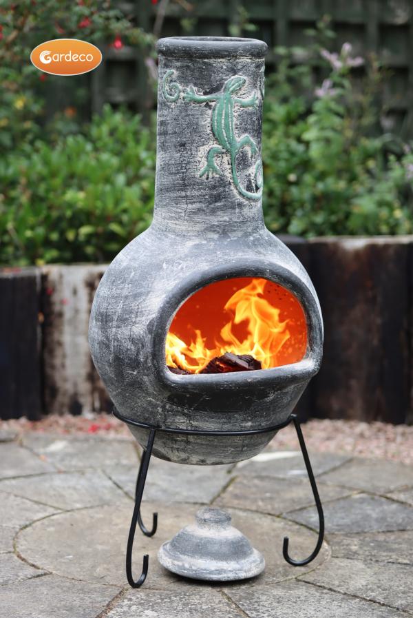 Gardeco Iguana Mexican Clay Chimenea, C21IGUA.73