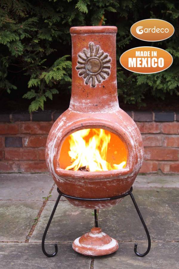 Gardeco Sol Mexican Clay Chimenea, Rustic Orange