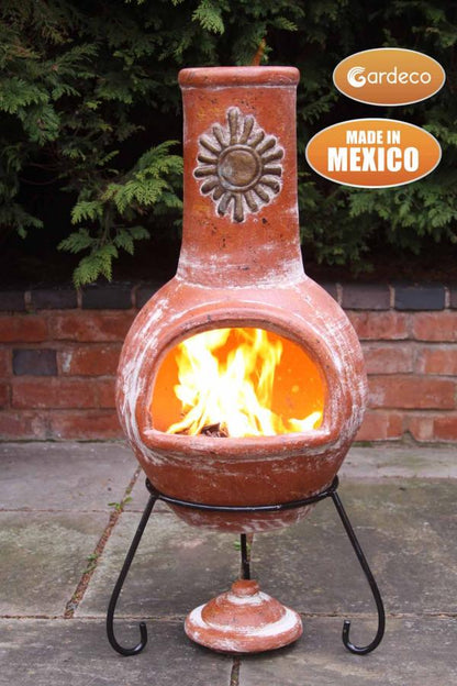 Gardeco Sol Mexican Clay Chimenea, Rustic Orange