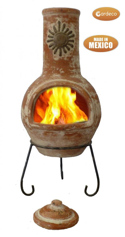 Gardeco Sol Mexican Clay Chimenea, Rustic Orange