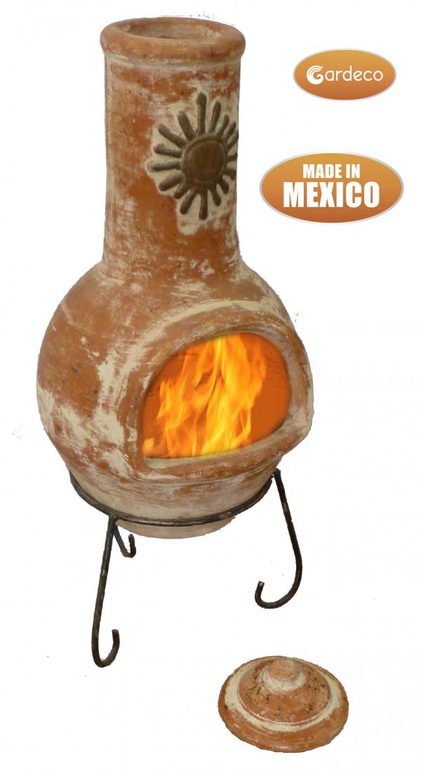 Gardeco Sol Mexican Clay Chimenea, Rustic Orange