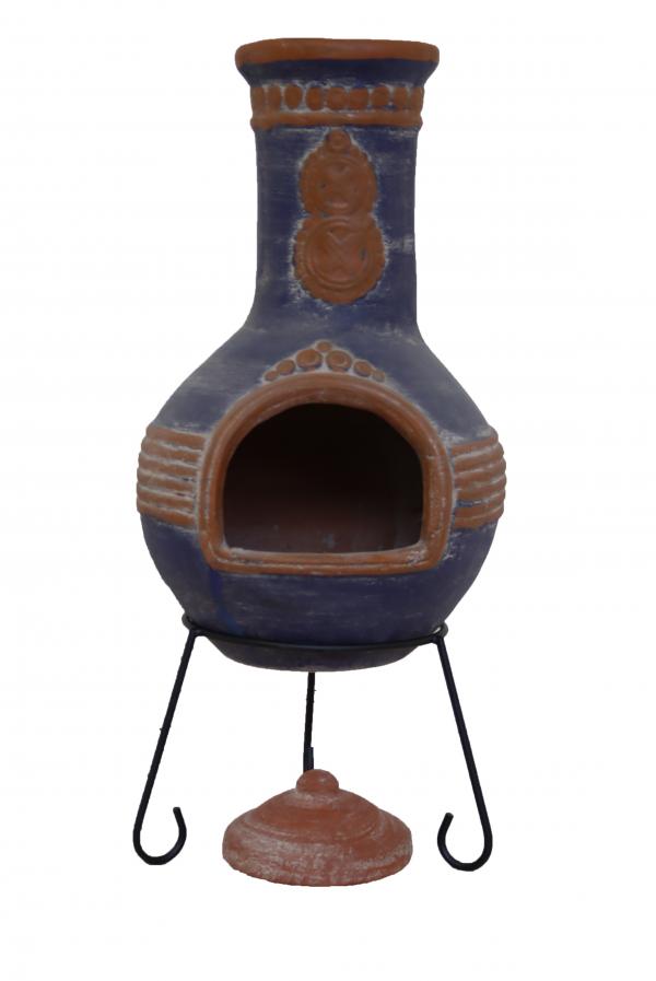 Gardeco Azteca Mexican Clay Chimenea XL (125cm) Blue and Orange