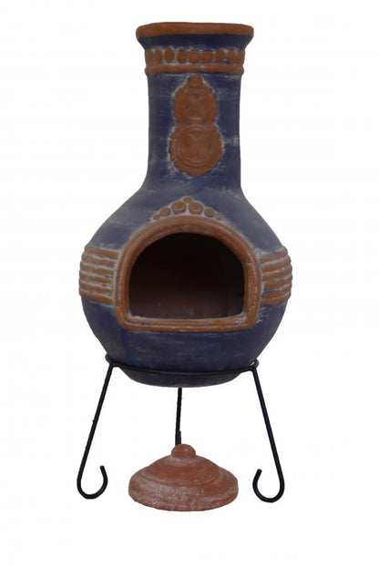 Gardeco Azteca Mexican Clay Chimenea XL (125cm) Blue and Orange