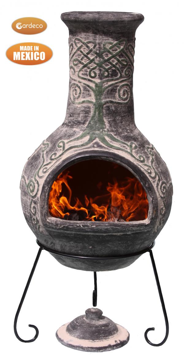 Gardeco Derwyn Celtic Tree Mexican Clay Chimenea, XL