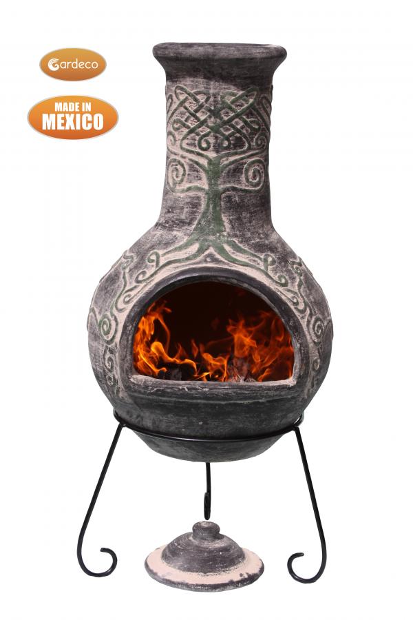 Gardeco Derwyn Celtic Tree Mexican Clay Chimenea, XL