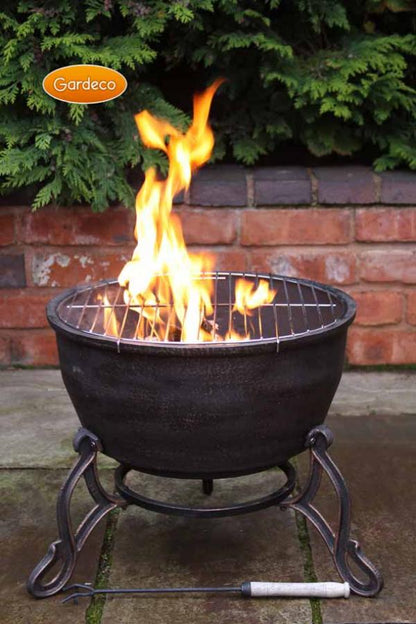 Gardeco Elidir Cast Iron Fire Bowl with BBQ Grill