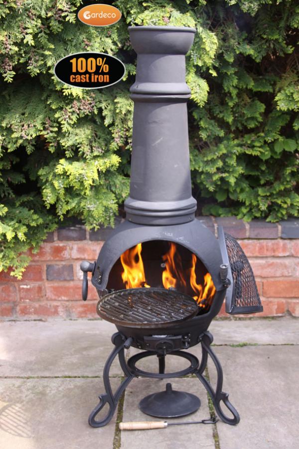 Gardeco Toledo Cast Iron Chimenea, XL 129cm, Black