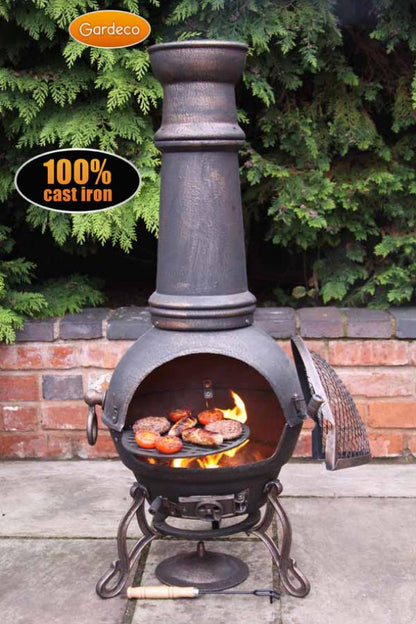 Gardeco Toledo Cast Iron Chimenea, XL 129cm, Bronze