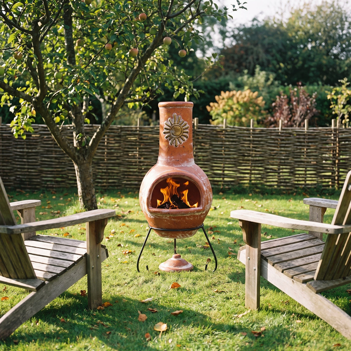 Gardeco Sol Mexican Clay Chimenea, Rustic Orange